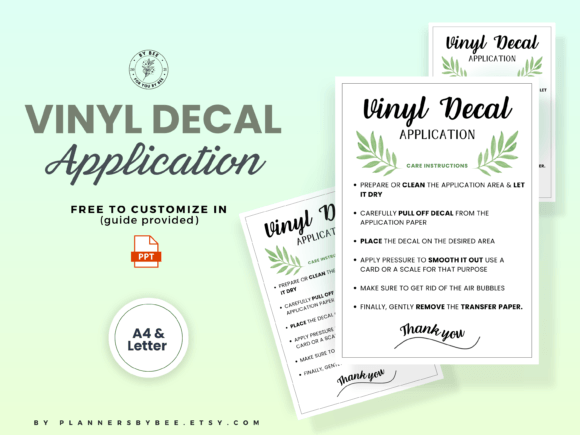 Download EDITABLE Vinyl Decal Care Card - Vinyl Collection