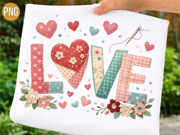 Download Love Heart Patchwork Valentine PNG SHIRT - Premium Resources