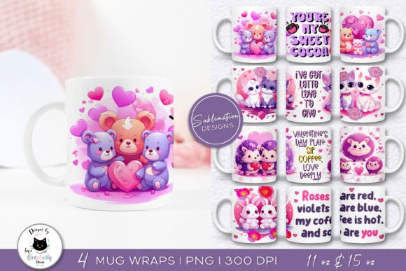 Download Cute Valentine Mug Designs | Animal PNG - Designs Collection