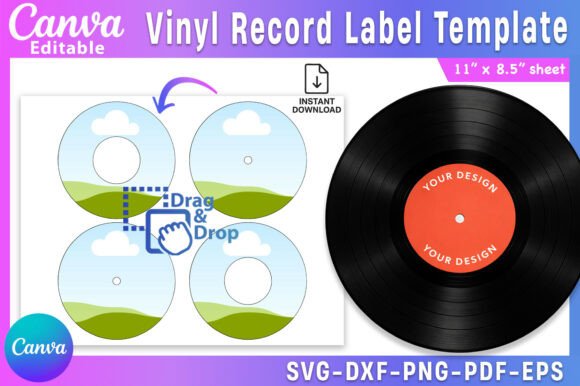 Download 12” Vinyl Record Label Canva Template - Vinyl Collection