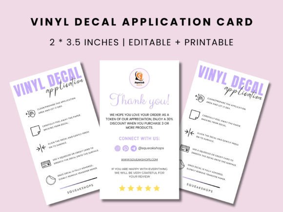 Download Printable Vinyl Decal Application Card - Vinyl Collection
