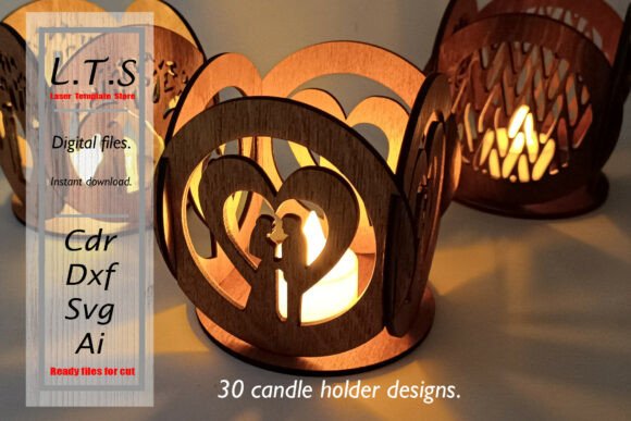 Download Laser Cut Candle Holders Set. 30 Designs - Designs Collection